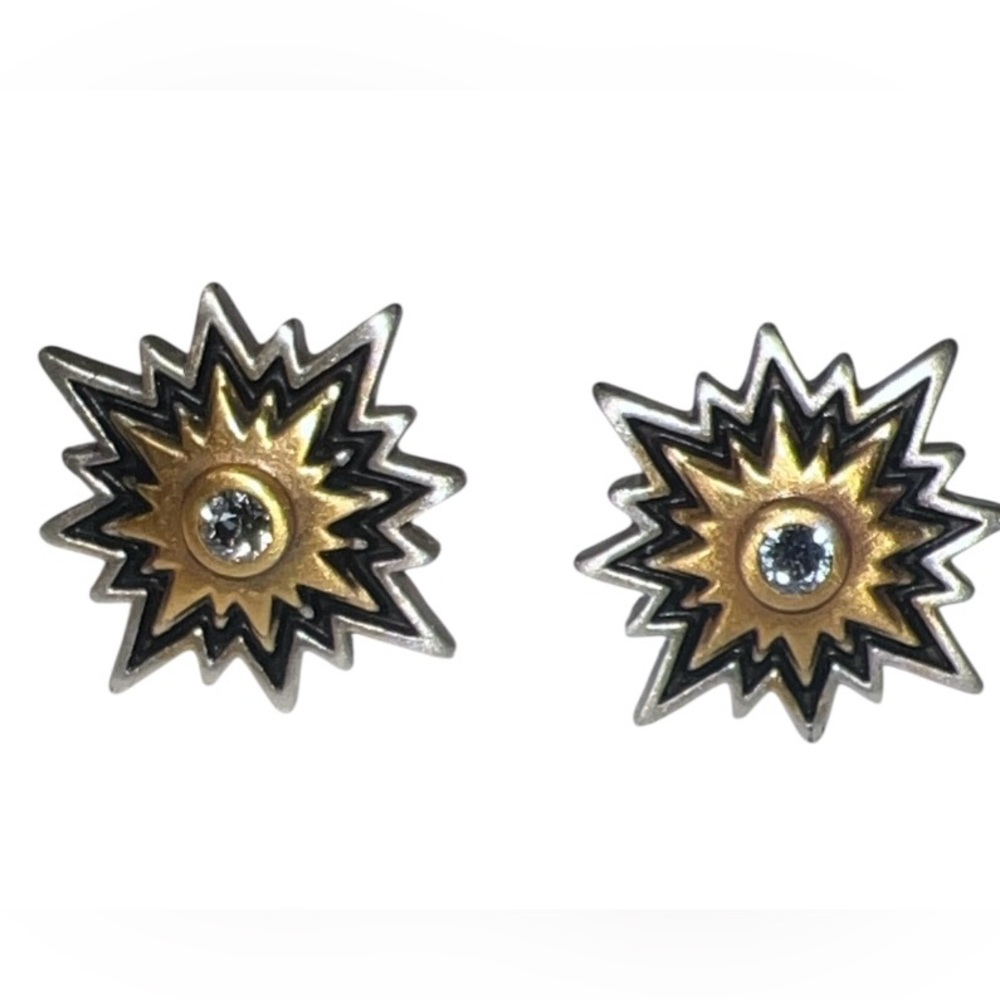 Gold‎ and Silver Starburst Earrings